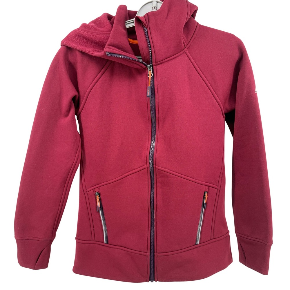 Eddie Bauer First Ascent Womens XS Full Zip Hoodie Jacket Fleece Burgundy‎